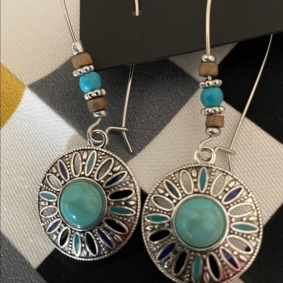 Hand Crafted Turquoise and Blue Earrings - Picture 3 of 4
